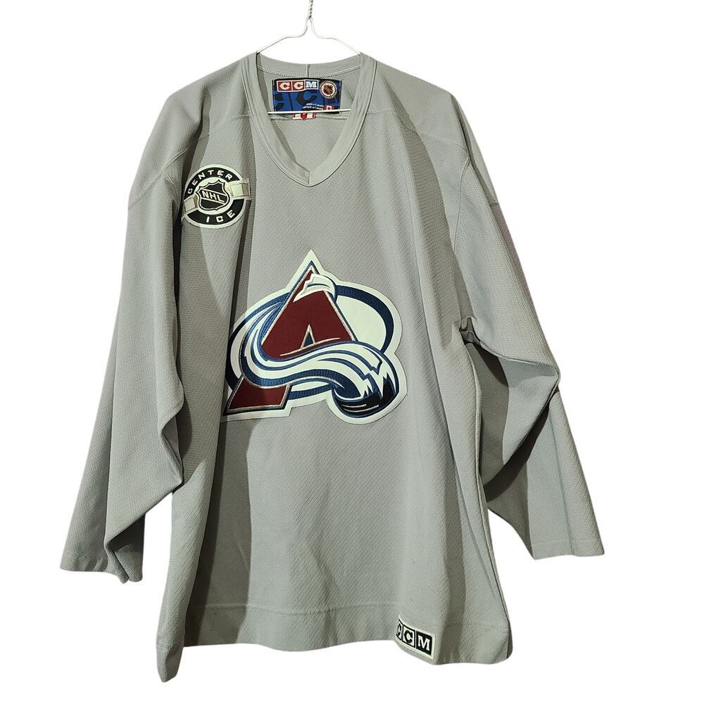 CCM‎ Avalanche NHL Jersey Mens L Gray VTG 90s STAINED